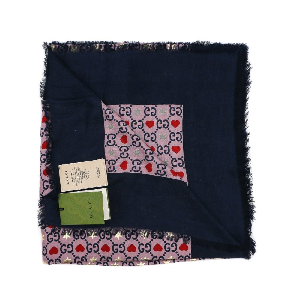 10118-Gucci Purple Patterned Scarf 609703 - Picture 3 of 5